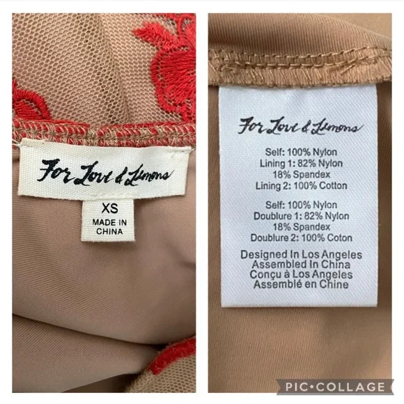 For love & Lemons Temecula Red Tan One Shoulder Mini Dress Embroidered Mesh XS - Picture 10 of 12